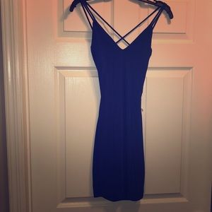 Blue dress with cris cross back!